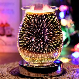 Fragrance Lamps 3D Fireworks Effect Touch Aromatherapy Machine Electric Wax Melter Smokeless Aroma Lamp Essential Oil Accessories 231212