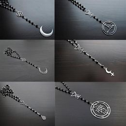 Chains Satan Lucifer Lilith Rosary Necklace Alternative Gothic Minimalist Witch Black Amulet Pentagram Witchcraft MoonChains2553