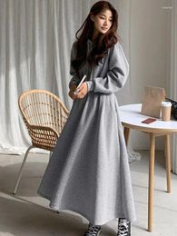 Casual Dresses Dress For Women Autumn Winter Korean Hooded Long Sweater Pullover Slim Fit Waist Bottomed Oversize