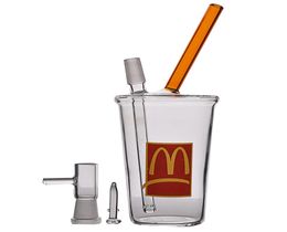 Mini Beaker Bong McDonald Cup Bubbler Water Bongs Thick Glass Bongs Water Pipes Oil Rigs Hookah With 14mm 81 Inchs9219125