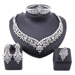 African Crystal Jewellery Set Fashion Indian Jewellery Sets Bridal Wedding Party Elegant Women Necklace Bracelet Earrings Ring187U