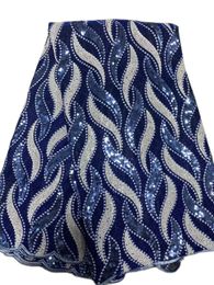 Fabric and Sewing Good Quality African Sequins Lace Nigerian Design Velvet French Royal Blue Shine For Sew Wedding Party Dress 231212