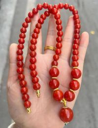 Pendant Necklaces High Quality Southern Red Agate Round Bead Beaded Necklace Sweater Chain Women Healing Gemstone Fine Jewelry Girlfriend