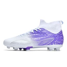 Mens Football Boots Womens AG TF Soccer Shoes Cleats Black White Purple Training Shoes for Youth