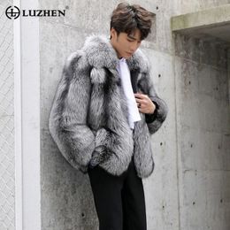Futro męskie Faux luzhen zimowy płaszcz moda swobodny gęsty ciepły wełniany na zewnątrz wełniany kardigan oryginalny design