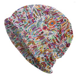 Berets Mexican Otomi Fabric Mexico Art Bonnet Homme Fashion Knitted Hat For Men Women Warm Winter Flowers Beanies Caps