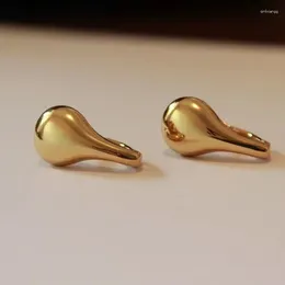 Stud Earrings Fashion Gold Plated 18K Retro Simple Water Drop Rarrings Trend Pocket Glossy Women's Banquet Accessories