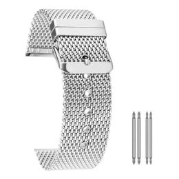 20 22 24 Mm Mesh Stainless Steel Watch Bands Pin Buckle Metal Straps Universal Wristband Replacement Band260A