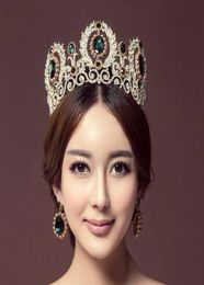 2017 New Gorgeous Big Pearl Cubic Zirconia Bridal Tiara Crown With Earrings Crystal Wedding Hair Accessories Jewellery Suits1741695