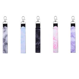 Neoprene Wristlet Keychains Favor Sublimation Print Blank Lanyard Strap Band Split Ring Key Chain Holder Hand Wrist Keychain For Girls/Women FMT2090