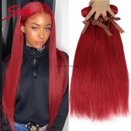 Synthetic Wigs Sleek Red Hair Color And Orange Peruvian Straight Hair Weave Bundles 8 To 28 Inches 100% Natural Remy Hair ExtensionL240124