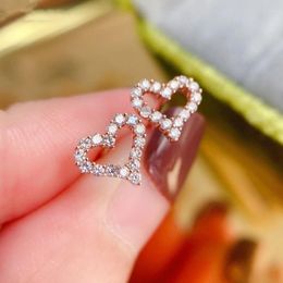 Stud Earrings Trendy Full Round Cubic Zirconia Heart For Women Daily Wear Cocktail Party Accessories Gift Luxury Wedding Jewellery