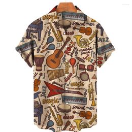 Men's Casual Shirts Custom 3D Printed Shirt Music Pattern Tops Oversized Guitar Instrument T-Shirt Clothing Summer Fashion