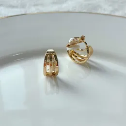 Backs Earrings Simple Gold Colour Geometric Ear Clip On Without Piercing No Hole Cuff Earings Non Pierced Metal Jewellery