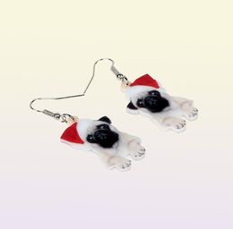 Dangle Chandelier Acrylic Christmas Sweet Pug Dog Earrings Drop Cute Pets Gift Women Girl Teens Kid Festival Charms Decoration B8669526