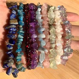 Charm Bracelets Natural Crystal Gemstone Irregular Energy Stone Bracelet Beads Chips Jewellery Amethys Aquamarine Rose Quartz Bracelets for WomenL231214