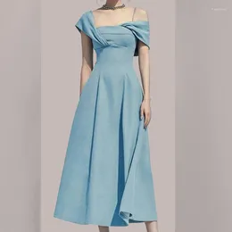 Casual Dresses High-End Women Designer Runway Fashion Summer Slim A Line Princess Party Lady Vintage Elegant Birthday Mujer Midi Robes