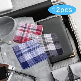 Bow Ties 12Pcs Cotton Men's Handkerchiefs Classic Wipe The Sweat Towels 16inch Premium Kerchief For Weddings Birthday Suit Father Grooms