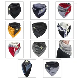 Scarves Women Contrast Colour Button For Triangle Scarf Winter Thicken Thermal Neck Warmer Cold Weather Shawl Wrap Pon