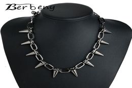 Rivets CBB material Chokers Punk Goth Handmade Choker Necklace Silver Spike Rivet Necklace EMO Rock Gothic Chocker1667044