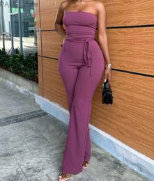 Women's Jumpsuits Rompers Jumpsuits Woman Summer 2023 Sleeveless Wrapped Chest Fashion Sexy Slim Fit High Waist Lace Up Jumpsuit Women's Overalls PlaysuitL231212