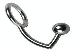 Male Chastity Cock Lock Anal Plugs Cock Lock intruder with ball Male metal Anal hook ring Alternative sex toys347x244Z8582333