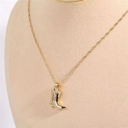 Pendant Necklaces Stainless Steel Cowboy Boots Necklace For Women Vintage Punk Gold Plated Shoes Clavicle Chain Boho Jewellery