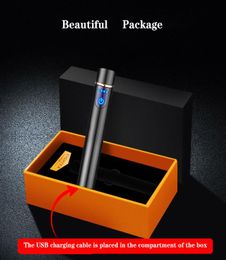 USB Rechargeable Electric Lighters Cylindrical Power Display Touch Sensing Mini Portable Windproof Lighter Smoking8478834