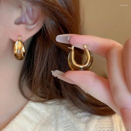 Hoop Earrings Maillard U-shaped Resin Ear Buckle Retro Temperament Fashion Luxury Antique Female.