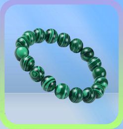 Higth Quality Round Green Elastic Bracelet Fashion Malachite Beaded Bracelets Bangle Handmade Natural Crystal Jewellery Beaded Stran8945425