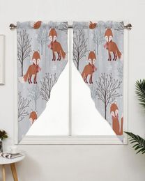 Curtain Cartoon Branches Forest Snow Window Treatments Curtains For Living Room Bedroom Home Decor Triangular