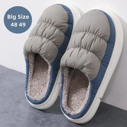 Slippers Big Size 48 49 Winter Men Plush Warm Slippers Women Couples Slides Down Cloth Waterproof Home Non-Slip Outdoor Shoes Flats 231212