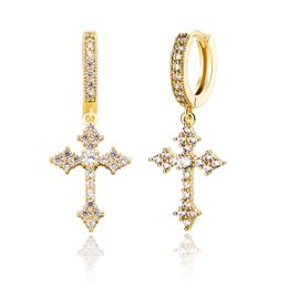 Women's earrings Designer Cross earrings Stud for women Ice Cube zirconia Jewellery Hip Hop simple fashion diamond earrings party gift06