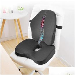 Cushion/Decorative Pillow Cushion/Decorative Pillow Memory Foam Lumbar Support Chair Cushion Orthopaedic Seat For Car Office Back Sets Dhz3J