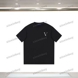 xinxinbuy Men designer Tee t shirt ski Letter patch jacquard 1854 short sleeve cotton women Black white blue gray red S-XL