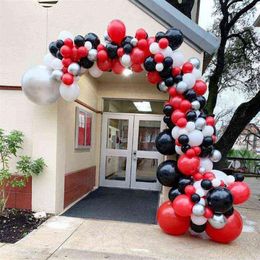 167pcs set Red Black White Latex Balloon Garland Arch Kit 18inch Chrome Metal Silver Balloon Wedding Birthday Party Decor Suppl G0233V