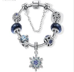 Charm Beads fit for Jewelry 925 Silver Bracelets Snowflake Pendant Bangle blue sky pumpkin cart charms Diy Jewelry with gift box4373979