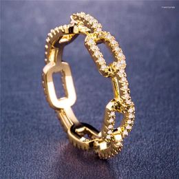 Wedding Rings Creative Chain Design Women Ring With Micro Paved Link Couple For Girlfriend&Boyfriend Selling Items