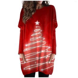 Women's Hoodies Christmas Snowman T-Shirt O Neck Oversized Pullover Female Party Clothes Daily Street Sweatshirt Casual Long Sleeves Top