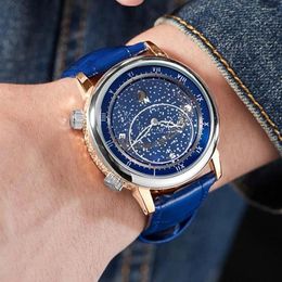 Wristwatches 2022 PP Mens Watches Automatic Mechanical Rotate WristWatch Gypsophila Sky Moon Phase Luminous Male Clocks220Q
