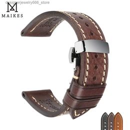 Watch Bands Top Quality Leather band Brown Real Italian Calfskin Band 18-26mm with Solid Automatic Butterfly Buckle Straps Q231212