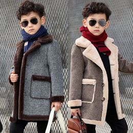 Hoodies Sweatshirts 2023 Autumn Winter Boys Fashion Woollen Plus Velvet Thickened Children s Coats Kids Handsome Jackets Warm Casual Outerwear 231211