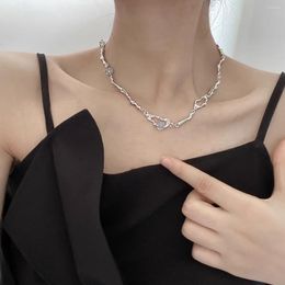 Pendant Necklaces Abstract Paper Clip Moonlight Stones Irregular Necklace Female Cold And Elegant Style Sweet Cool Spicy Girl's Collar Chain