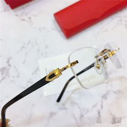 The Retro Eyeglass Square Flat Mirror Men Rimless Female Myopia Metal Male Fashion Glasses Frame 0048O236U