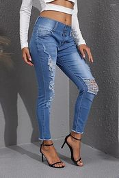 Women's Jeans Esuo Women High Waist Destroyed Denim Pants Street Casual Stretch Skinny For Ropa De Mujer Pantalones