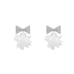 Dangle Earrings Seanlov Cute Fashion Luxury Shiny Crystal 3D Flower Lady Bowknot Wedding For Women Jewelry