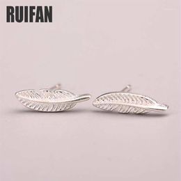 Ruifan Tiny 4mmX13mm Feather 925 Sterling Silver Stud Earrings Women's Fashion Jewellery Gift For Girls Kids Lady YEA1551284q