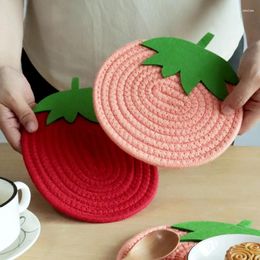 Table Mats Home Decorations Creative Cute Strawberry Shape Insulation Pad Coasters Cotton Rope Cup Non-slip Placemat Accessories