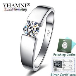 Sent Certificate 100% Solid 925 Silver Rings Round Solitaire CZ Zircon Wedding Rings Fashion Jewelry for Women and Men KPRD103132