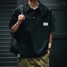 Men's Casual Shirts Men Clothing 2023 Summer Cargo Short-sleeved Shirt Japanese Fashion Brand Loose Large Size Black T-shirt